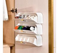 Underwear Drawer Organizer, Clamshell Sock Organizer, Self-Adhesive Wall-Mounted, 5 Compartments, Plastic Closet Organizer