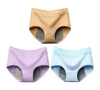Underwear for Women, 3 Pack Briefs for Women, Cotton Seamless Underwear, Lace Briefs, No Show, Microfiber, Invisible, Breathable, Solid Color, Multiple Packs