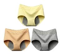 Underwear for Women, 3 Pack Briefs for Women, Cotton Seamless Underwear, Lace Briefs, No Show, Microfiber, Invisible, Breathable, Solid Color, Multiple Packs