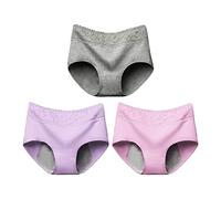 Underwear for Women, 3 Pack Briefs for Women, Cotton Seamless Underwear, Lace Briefs, No Show, Microfiber, Invisible, Breathable, Solid Color, Multiple Packs
