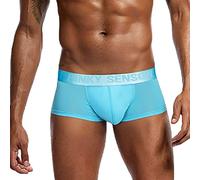Underwear Men Boxer Briefs with Pouch for Balls for Men Boyshort Jock Strap Athletic Supporters Male Underwear Boxer Brief Trunks Bulge Enhancement Running Solid Color Comfort Sexy Light Blue