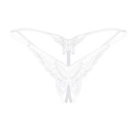 Underwear Plus Size Women Pack Underwear Thong Color Transparent Crotch Women Open Embroidery Underpants Sequin Appeal Sexy Women's Breathable Seamless Thong Panties (White, One Size)