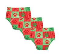 Underwear Potty Training Red Green Checkers Dog Paw Prints Underwear