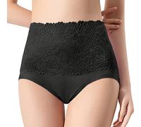Underwear Women, High Waisted Knickers Tummy Control Lace Ladies Full Briefs Stretchy Soft Panties Plus Size Underpants Comfy Hipster for Daily Wear