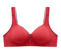 Underwear Women's Wide Straps Without Ring Gathered to Collect Side Breasts Large Size Tank Top Non(X6-Red, C)