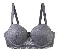 Underwire Bra for Full Bust for Plus Size Support, Comfortable Lift, Everyday T-Shirt Bra with Wide Ties at the Sides, silver, 34C