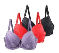 Underwire Sports Bra 3PC Women's Bras Plus Size Push Up Underwire Comfort Seamless Multipack Bralette Sexy Padded Lace Bra Soft Full Coverage High Impact Support Adjustable Straps Everyday Wear Grey