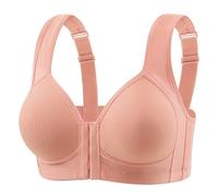 Underwired Bras For Women Uk-Gym Bra Women'S Solid Color Non Underwire Wide Shoulder And Center Front Button Bra (Red, 36)