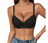 Underwired Bras for Women UK Sexy Deep V Plunge Underwire Support Bras 2 Sizes Bigger Boost Bra Super Maximise Push Up Thick Padded Bombshell VS add 2 Cups Assets Full Effect Black