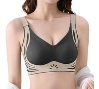 Underwired Bras for Women Uk, Women's Everyday Bras, Wireless Push Up Bra Large Breasts Soft T Shirt Seamless Bra Padded V Neck Bralettes for Large Busts Seamless Padded Soft Mesh Bralettes