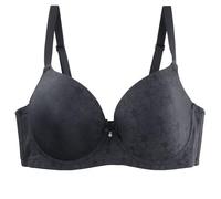 Underwired Padded Bras for Women Jacquard Super Push Up Bra Balconette Wide Back T Shirt Bras Full Coverage Support Gathered Brassiere Lifting Anti-Sagging 2 Sizes Bigger Boost Everyday Minimiser Bra
