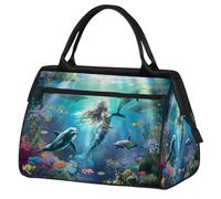 Underworld Mermaid Gym Bag for Men Women, Ocean Sea Travel Sports Duffel Bags Waterproof Weekend Overnight Bag Lightweight Carry On Luggage Tote