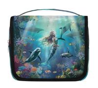 Underworld Mermaid Hanging Toiletry Bag Travel Wash Bag Cosmetic Makeup Accessories Organizer Waterproof Shower Bag Beauty Pouch for Women Girls Kids Ocean Sea Gift