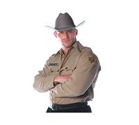 UNDERWRAPS Men's Sheriff Shirt Costume Men's Long Sleeve Collared Khahi Button Up Shirt With Embroidered Patches Men's Sheriff Costume - Shirt