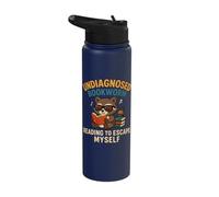 Undiagnosed Bookworm Reading to Escape Myself Stainless Steel Insulated Water Bottle