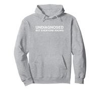 Undiagnosed But Everyone Knows It Y2K Funny Sarcastic Meme Pullover Hoodie, Adult Unisex, Heather Grey, Medium