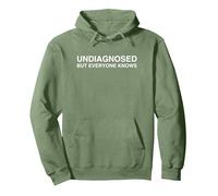 Undiagnosed But Everyone Knows It Y2K Funny Sarcastic Meme Pullover Hoodie, Adult Unisex, Sage Green, Medium