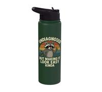 Undiagnosed But Making It Look Easy Kinda Raccoon Retro Stainless Steel Insulated Water Bottle