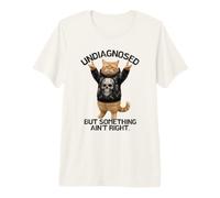 Undiagnosed But Something Ain't Right Cat Rock Skull Premium T-Shirt