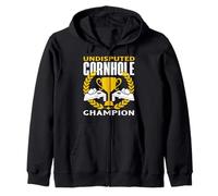 Undisputed Cornhole Champion Player Enthusiast Zip Hoodie