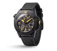 UNDONE Aqua Collection - Mens Automatic Watch, Dive Watches for Men, Black Carbon Dial - Titanium Case - Black Cordura Strap, Deep Diving