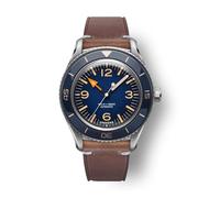 UNDONE Basecamp Classic ANC Cali Designs, 40mm Case Size, 100M Water Resistance Men's Automatic Wrist Watch, Leather/Nylon/Fabric, Blue Dial | Brown Leather Strap, Outdoor
