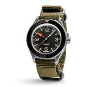 UNDONE Basecamp Classic ANC Cali Designs, 40mm Case Size, 100M Water Resistance Men's Automatic Wrist Watch, Leather/Nylon/Fabric, Black Dial | Green Nylon Strap, Outdoor