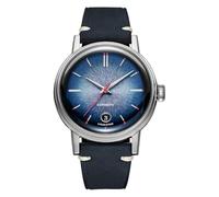 Undone Enamel Automatic Blue Steel Sunray Date Sapphire Leather Men's Watch