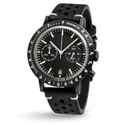 UNDONE Urban Sport Speedy 40mm Mechanical-Quartz Hybrid Flyback Chronograph 30M Water Resistance Black Rally Strap Black Dial, Black