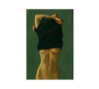 Undressing Moment - Feminine Nude Body Art Print, Moody Green Canvas Poster Bedroom Decor Landscape Office Room Decor Gift 16x24inch(40x60cm)