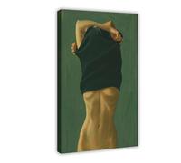 Undressing Moment - Feminine Nude Body Art Print, Moody Green Canvas Poster Wall Art Decor Print Picture Paintings for Living Room Bedroom Decoration 20x30inch(50x75cm)