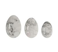 Undrilled Rose Quartz Yoni Egg Set Jade Eggs Obsidian Kegel Exercise Muscles Tightening Ball Yoni Eggs Exerciser-White Howlite
