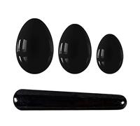 Undrilled Yoni Egg Set Obsidian Yoni Egg and Wand Set Natural Real Stone Drilled and Undrilled Black Crystal Eggs for Kegel Exercise Massage,Undrilled No Box