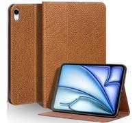 Une Diffe Leather Case for iPad Air 11 Inch M3 2025/ M2 2024,iPad Air 10.9 Inch Case 5th/4th Gen. 2022/2020, Full Grain Leather Cover,Protective Smart Folio with Auto Sleep/Wake, Brown Stripe