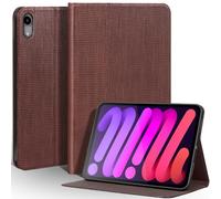 Une Diffe Leather Case for iPad mini 7 (A17 Pro) 2024 / iPad mini 6 Generation 2021 8.3 Inch, Full Grain Leather Cover,Protective Smart Folio with Auto Sleep/Wake, Anti Slip, Brown Hole