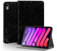 Une Diffe Leather Case for iPad mini 7 (A17 Pro) 2024 / iPad mini 6 Generation 2021 8.3 Inch, Full Grain Leather Cover,Protective Smart Folio with Auto Sleep/Wake, Anti Slip, Black Silver