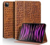 Une Diffe Leather Case for iPad Pro 11 Inch 4/3/2/1st Gen. 2022/2021/2020/2018, Full Grain Leather Cover,Protective Smart Folio with Auto Sleep/Wake, Anti Slip, Crocodile Pattern