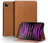 Une Diffe Leather Case for iPad Pro 11 Inch 4/3/2/1st Gen. 2022/2021/2020/2018, Full Grain Leather Cover,Protective Smart Folio with Auto Sleep/Wake, Anti Slip, Brown Stripe