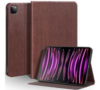 Une Diffe Leather Case for iPad Pro 11 Inch 4/3/2/1st Gen. 2022/2021/2020/2018, Full Grain Leather Cover,Protective Smart Folio with Auto Sleep/Wake, Anti Slip, Brown Hole