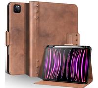 Une Diffe Leather Case for iPad Pro 11 Inch 4/3/2/1st Gen. 2022/2021/2020/2018,Smart Folio with Pencil Holder, Magnetic Closure,Protective Cover, Auto Sleep/Wake,Vegetable Tanned Leather,Brown