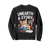 Unearth A Story ; Cute Kitten reads a book Sweatshirt