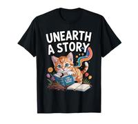 Unearth A Story ; Cute Kitten Reads a Book T-Shirt