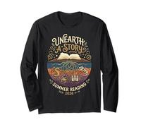 Unearth A Story Summer Reading 2026 Cute Archeologist Cool Long Sleeve T-Shirt