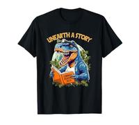 Unearth A Story T-Rex Dinosaur Reading Books Summer 2026 T-Shirt