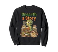 Unearth a Story Triceratops Dinosaur Reading Books Cute Dino Sweatshirt