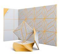 UNECHO 12 Pack 12" X 12" X 0.47" Acoustic Panels for Wall Sound Absorbing, Dual-Color P-Stripes Square Self-Adhesive Sound Panels, High Density Suitable for Multiple Scenarios(Orange+SilverGray)
