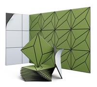 UNECHO 12 Pack 12" X 12" X 0.47" Acoustic Panels for Wall Sound Absorbing, Dual-Color P-Stripes Square Self-Adhesive Sound Panels, High Density Suitable for Multiple Scenarios(Black+DarkGreen)