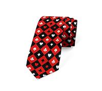 Unedskck Men's Tie, Card Suit Chess, Necktie, 3.7", Red Black White