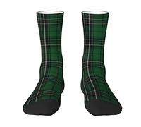 Unedskck Scottish Clan Maclean Green Black Hunting Tartan Crew Socks for Men Women, Athletic Socks Novelty Fashion Casual Tube Sock Sports Dress Socks