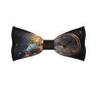 Unedskck Steampunk Clock Gear And Butterflies Vintage Men's Bow Ties Adjustable Pre-Tied Bowties for Formal Wear Tuxedo Wedding